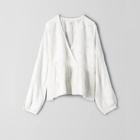 Aritzia Wilfred floral white peplum blouse - Picture 4 of 4